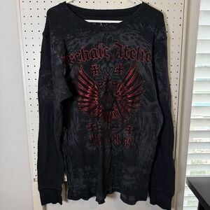 Archaic Atelie Honor & Glory Thermal Shirt Men Size Medium Black Red Long Sleeve